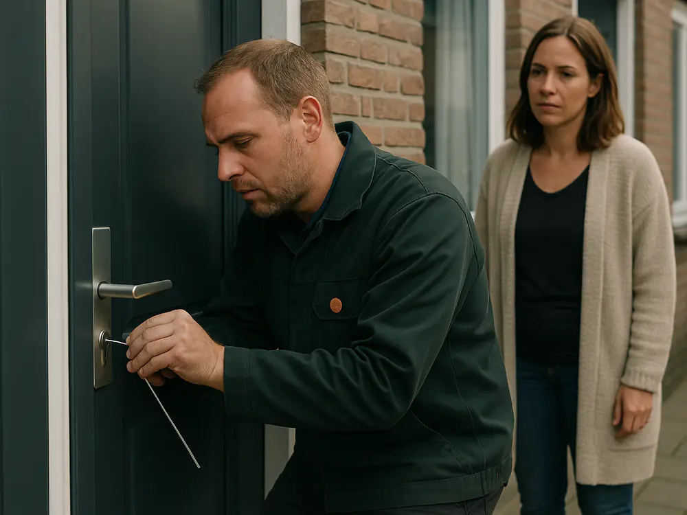 Slotenmaker opent een dichtgevallen voordeur zonder schade