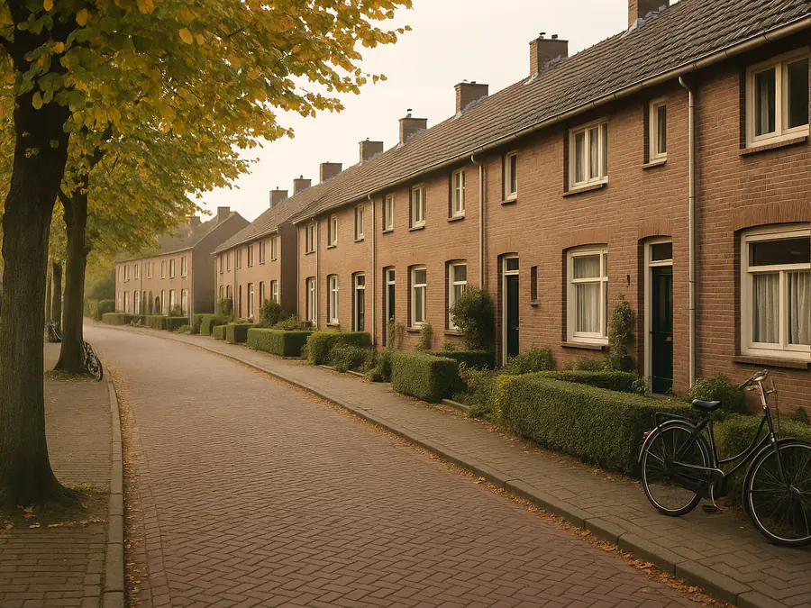 Woonstraat met rijtjeshuizen in Weert